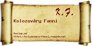 Kolozsváry Fanni névjegykártya