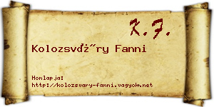 Kolozsváry Fanni névjegykártya